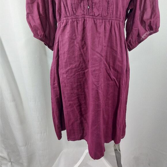NWOT! OLD NAVY! BURGUNDY RED COTTON BOHO CHIC TIE BACK POUF SLEEVE DRESS! SZ XXL - Picture 4 of 11